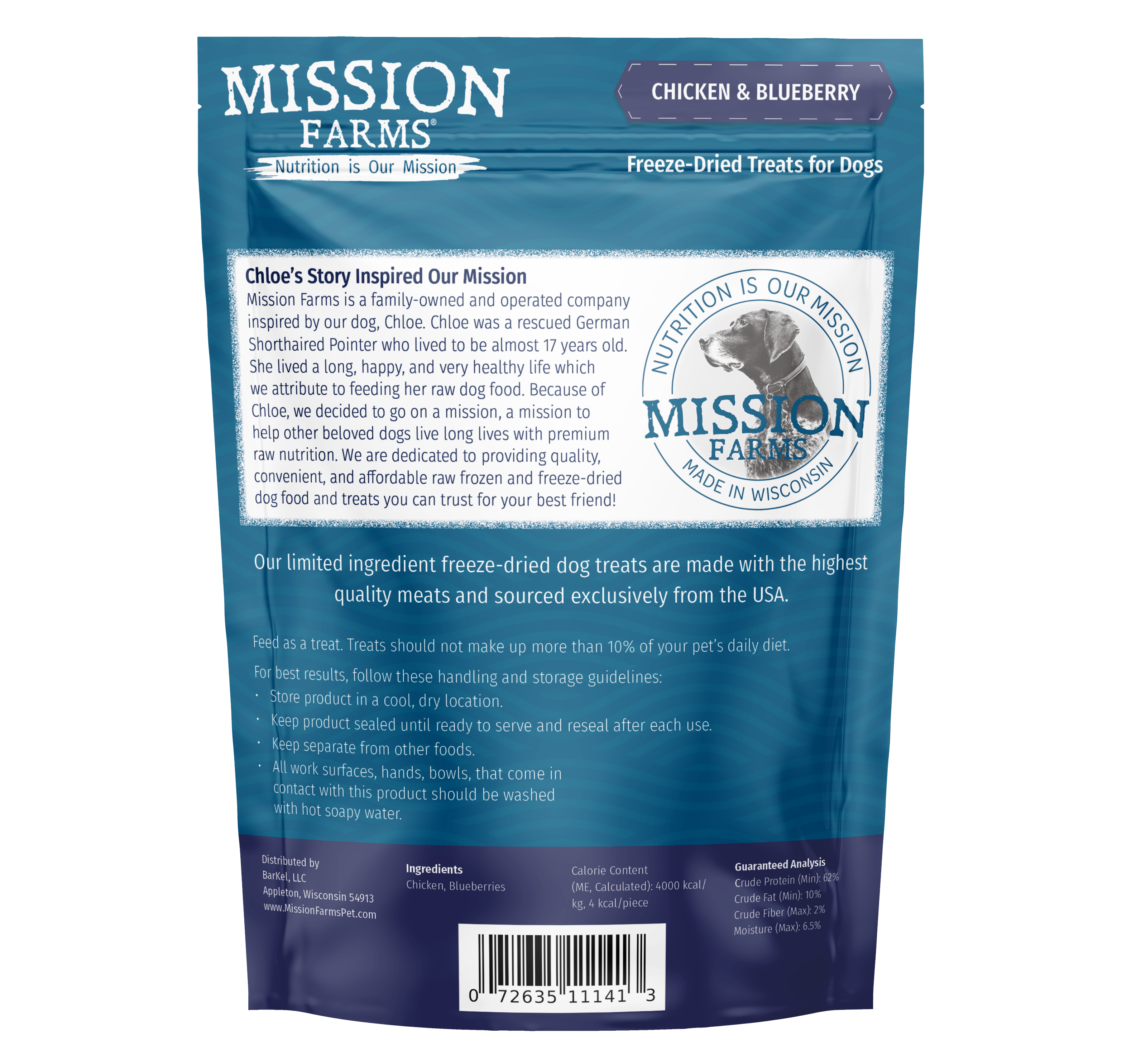 High-Protein Chicken & Blueberries Dog Treats - 3 oz.