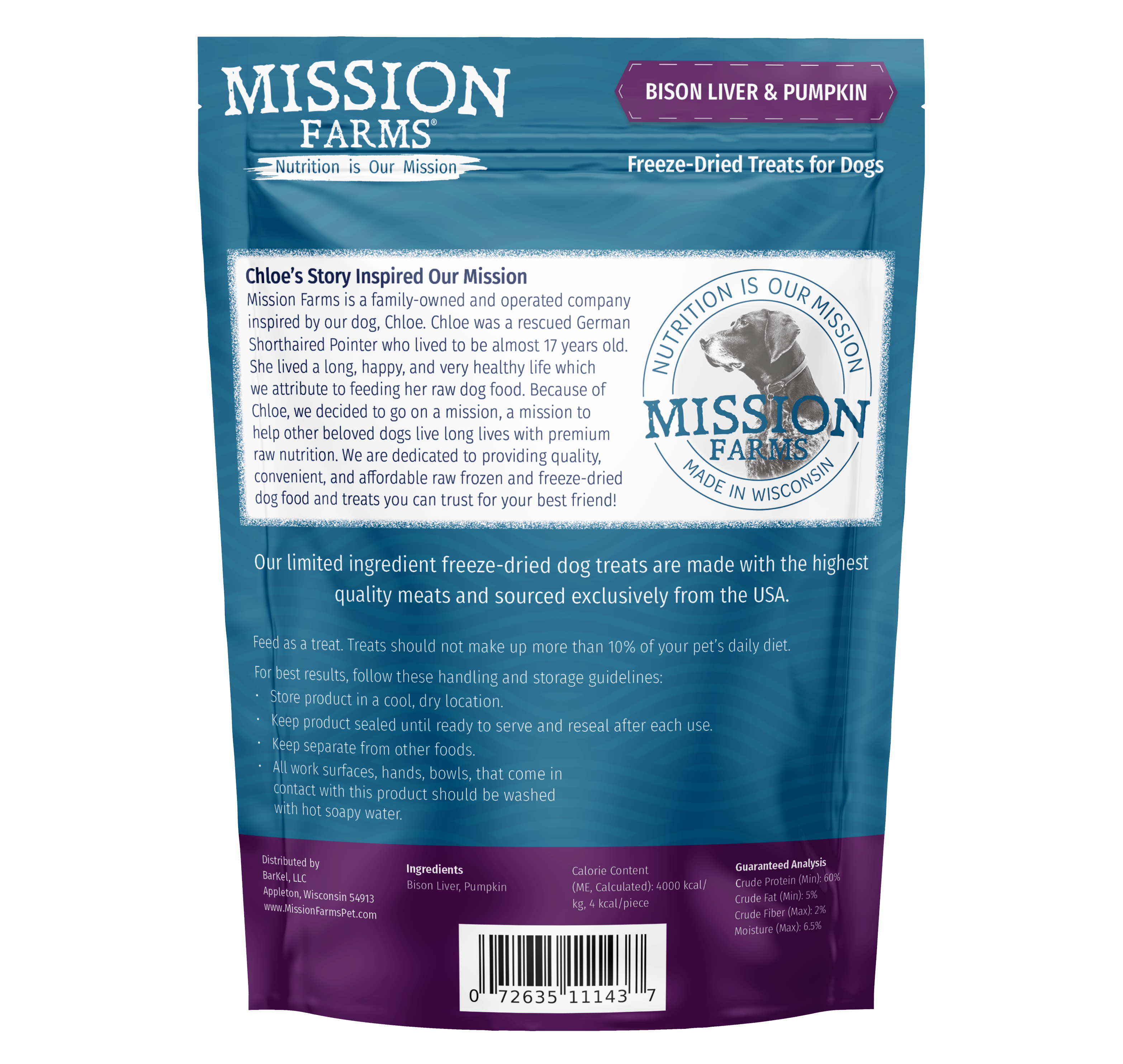 High-Protein Bison Liver & Pumpkin Dog Treats - 3 oz.