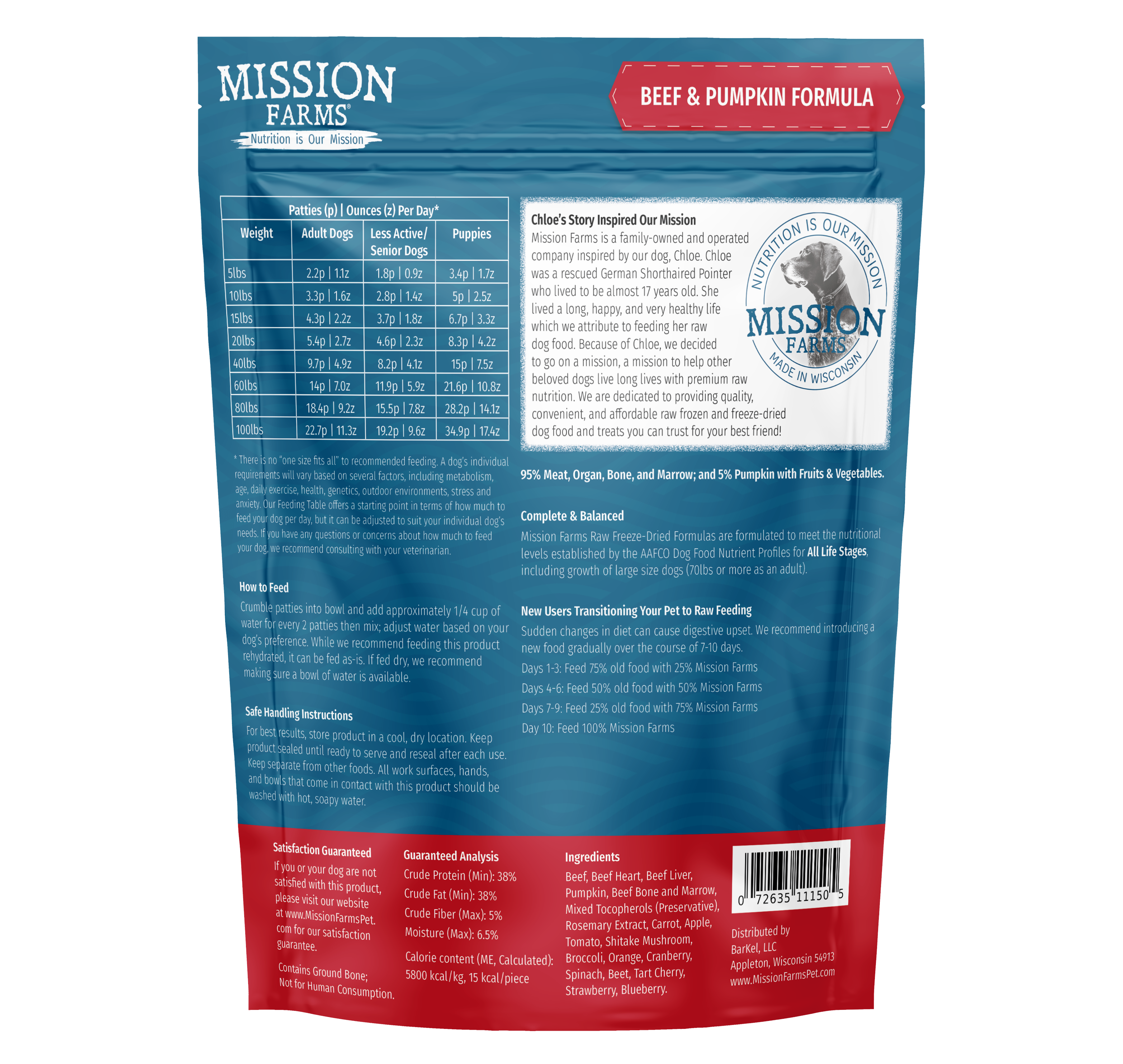 Nutritious Beef & Pumpkin Dog Food Patties - 14 oz. Bag