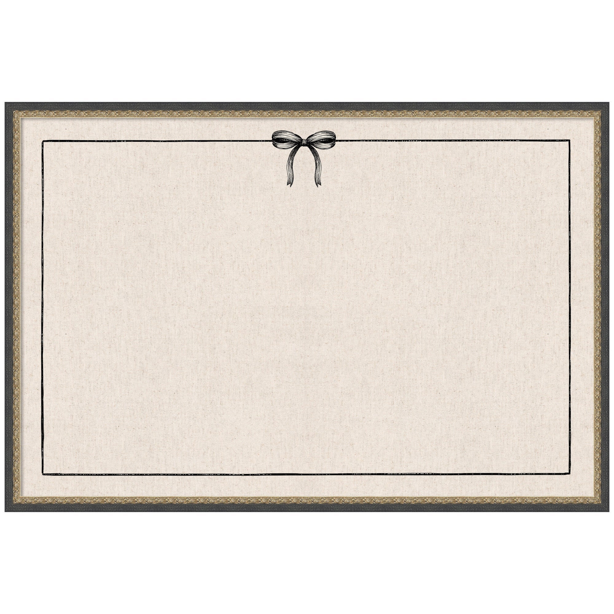 Framed Fabric Pinboard Linen Coquette Black Bow Frame Wall Organization