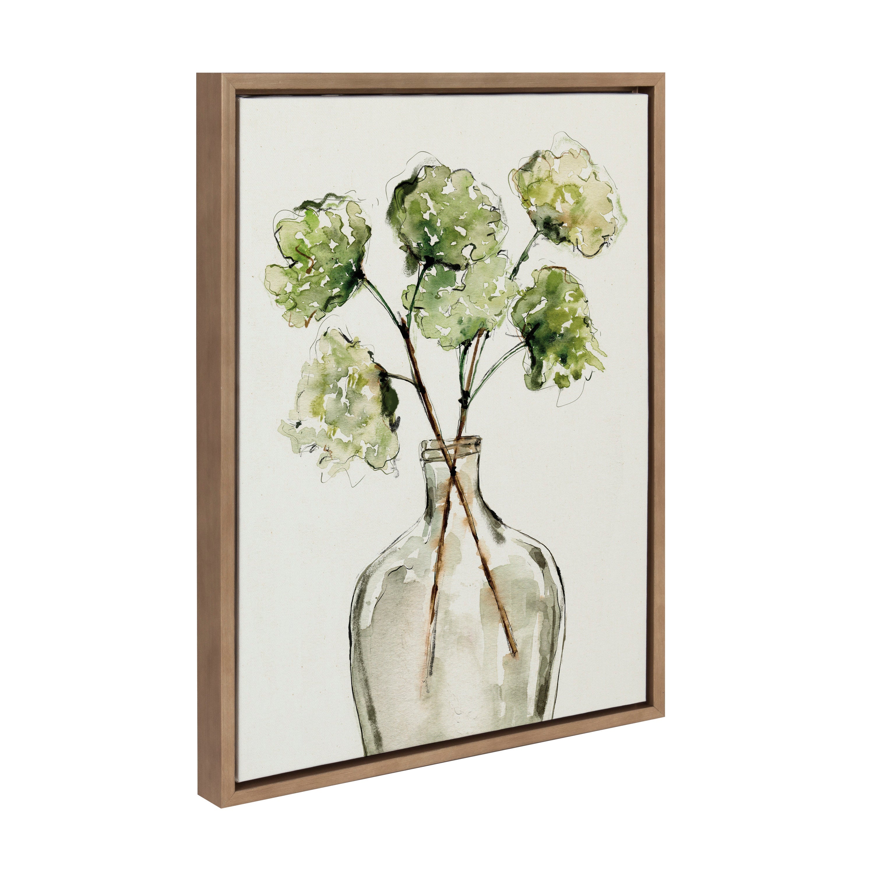 Sylvie Greenery Vase Framed Canvas by Sara Berrenson