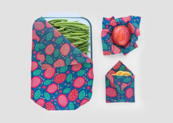 Eco-Friendly Beeswax Food Wrap - Dragonfruit Print