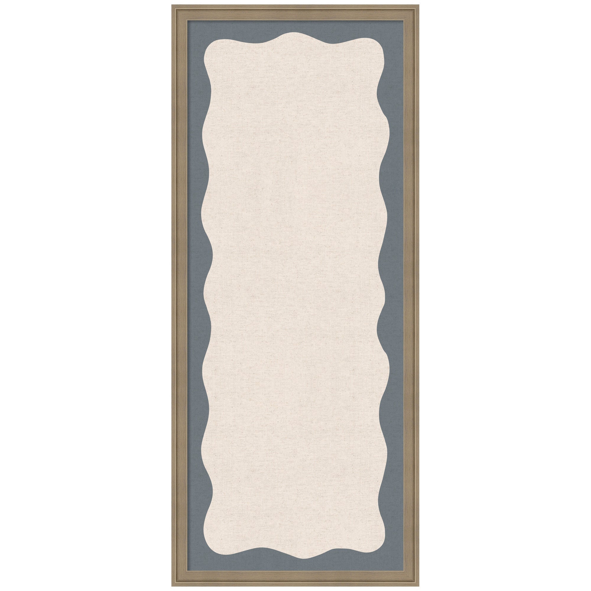 Framed Fabric Pinboard Wavy Linen and Smokey Blue Wall Organization
