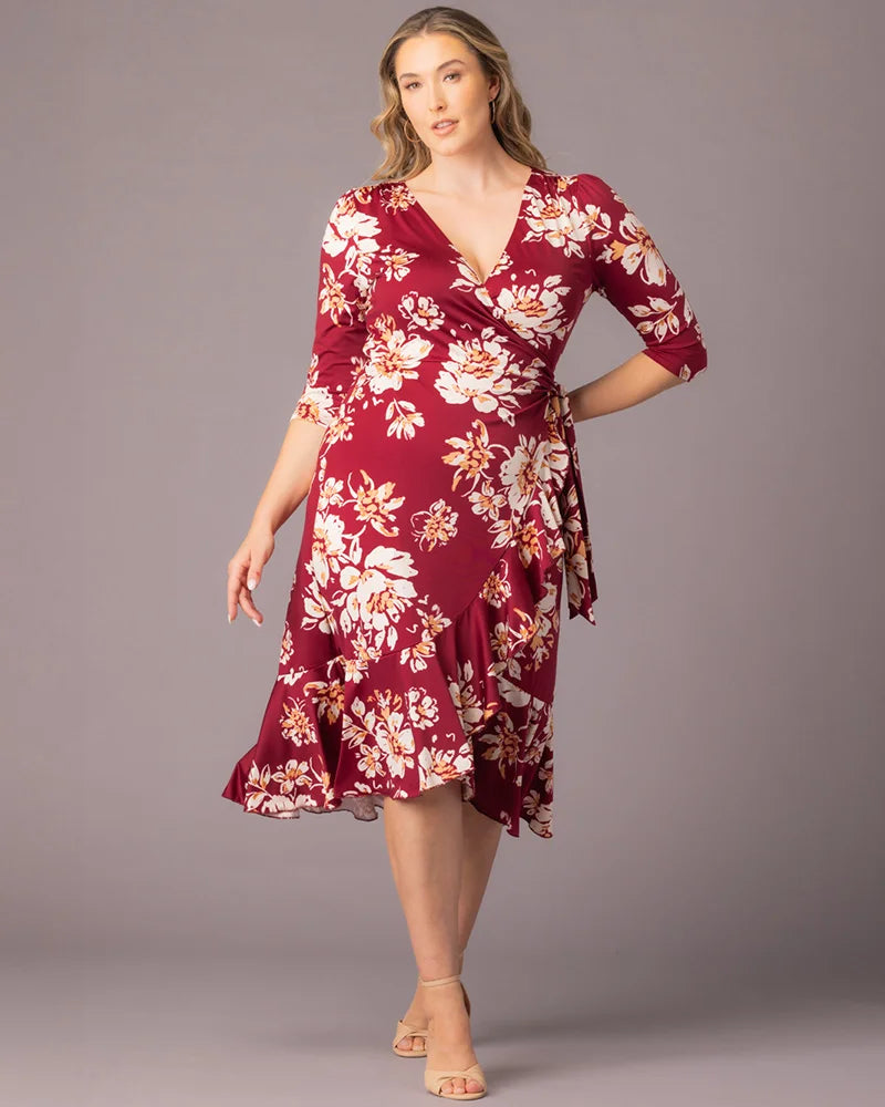 Plus Size Flirty Flounce Wrap Dress