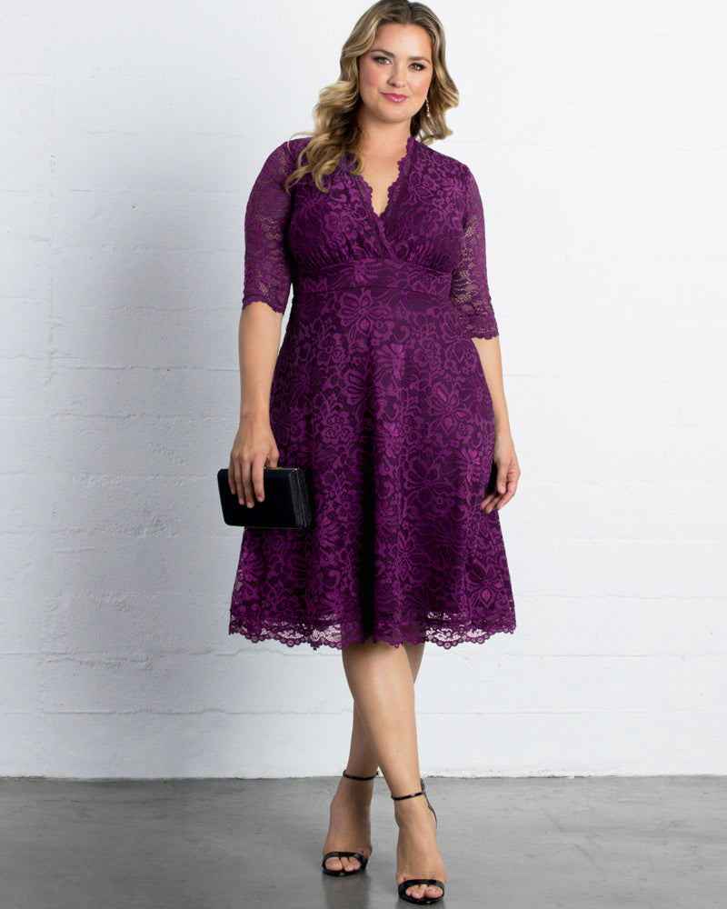 Plus Size Mademoiselle Lace Cocktail Dress