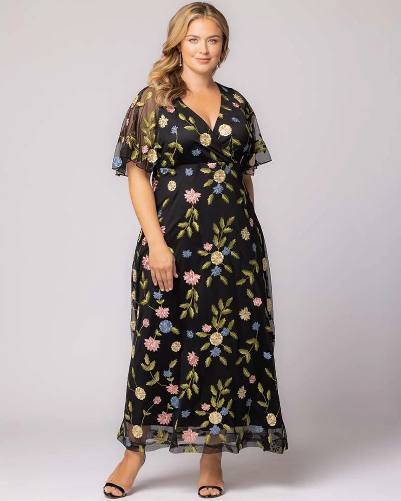 Plus Size Embroidered Elegance Evening Gown