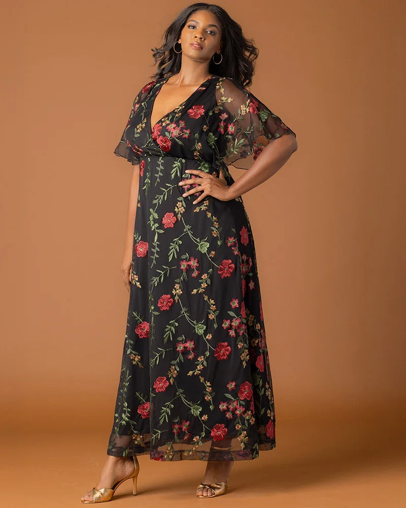 Plus Size Embroidered Elegance Evening Gown