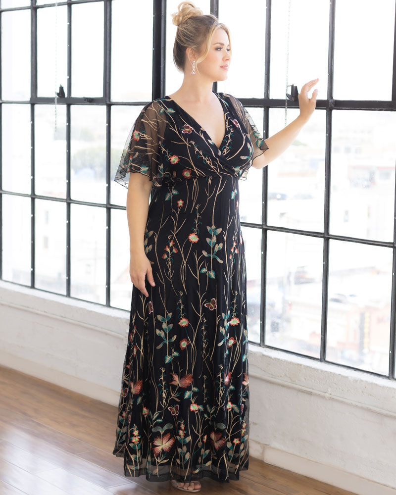 Plus Size Embroidered Elegance Evening Gown