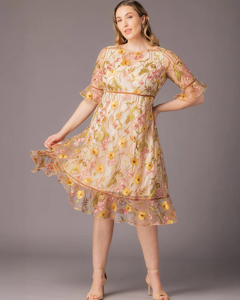 Plus Size Wildflower Embroidered Dress