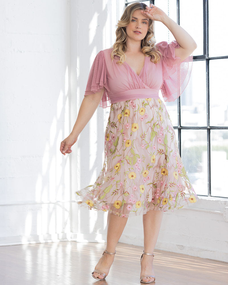 Plus Size Lillian Embroidered Cocktail Dress
