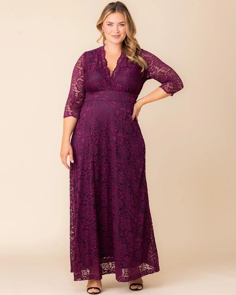 Plus Size Maria Lace Evening Gown