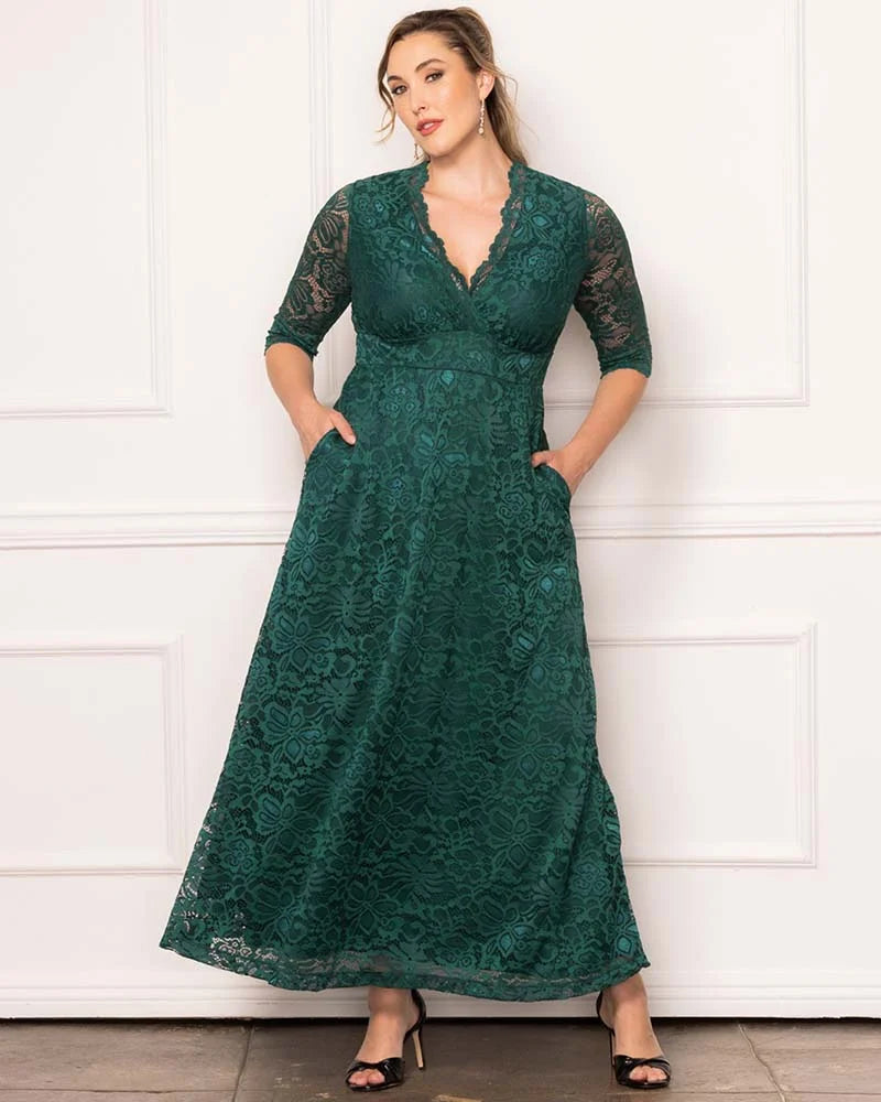 Plus Size Maria Lace Evening Gown