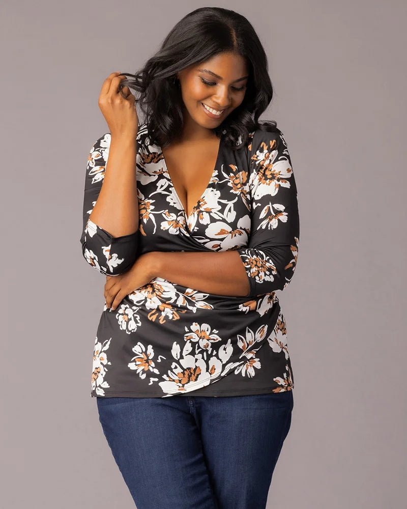 Plus Size Femme Fatale Faux Wrap Top
