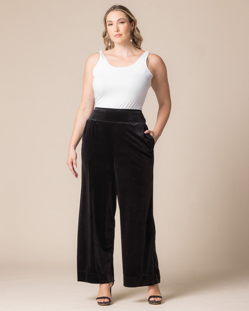 Plus Size Velvet Luxe Wide Leg Pants