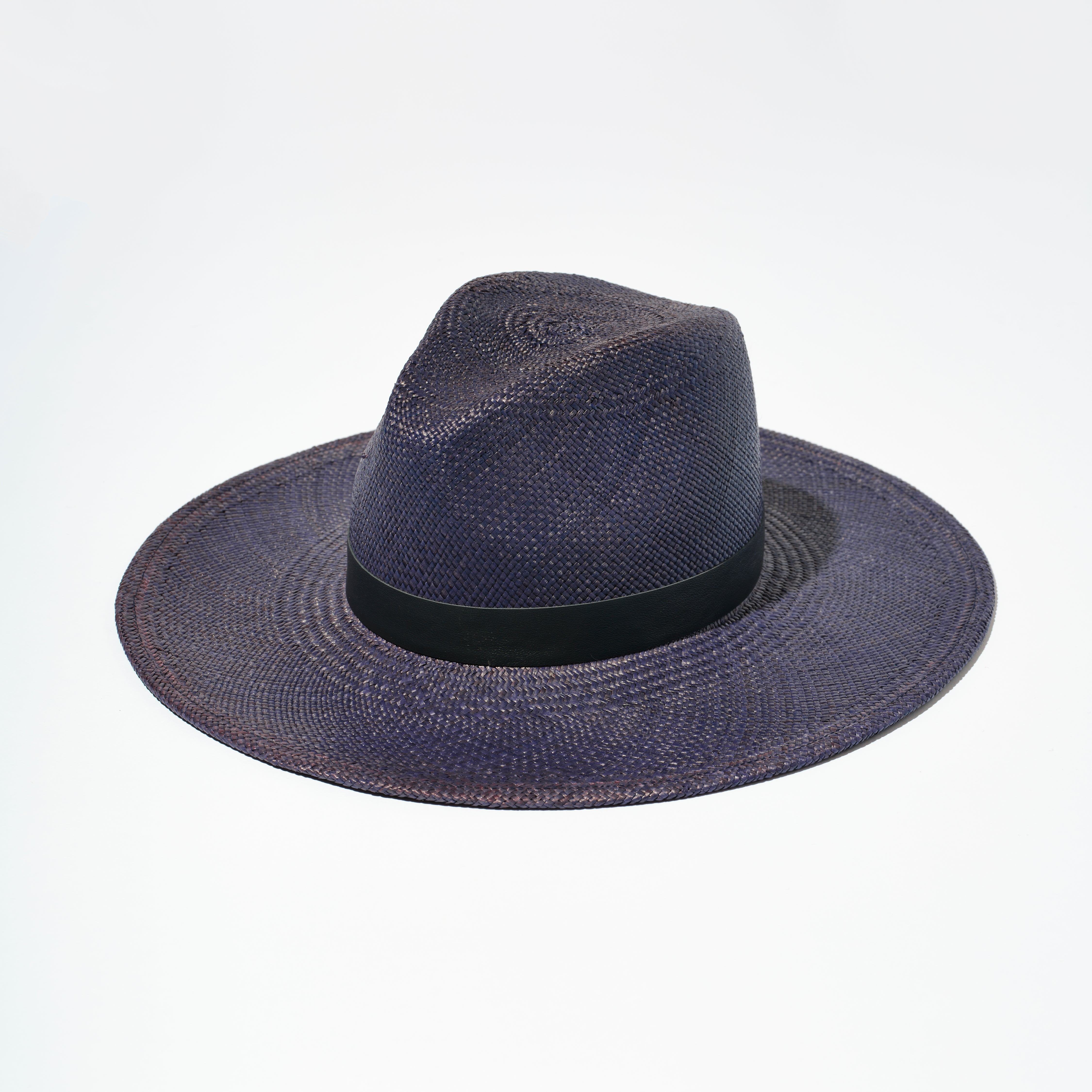 Straw Classic Hat - Neon Navy w/ Nappa Leather Trim