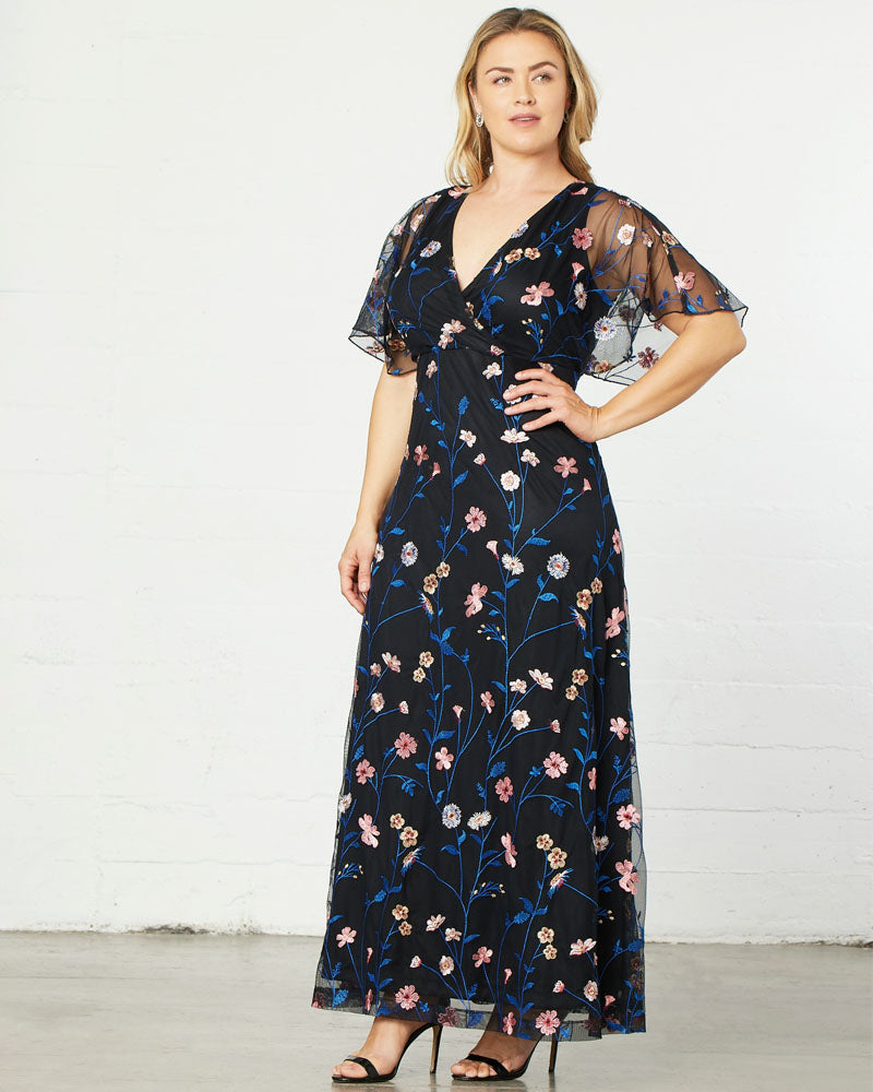 Plus Size Embroidered Elegance Evening Gown