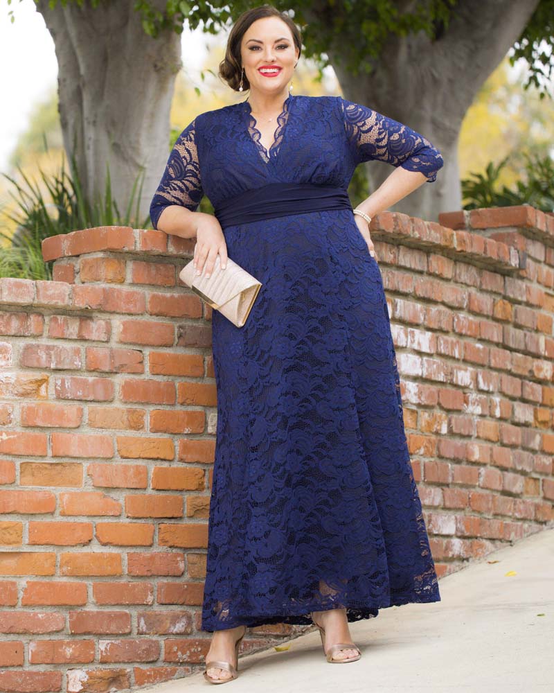 Plus Size Screen Siren Lace Evening Gown