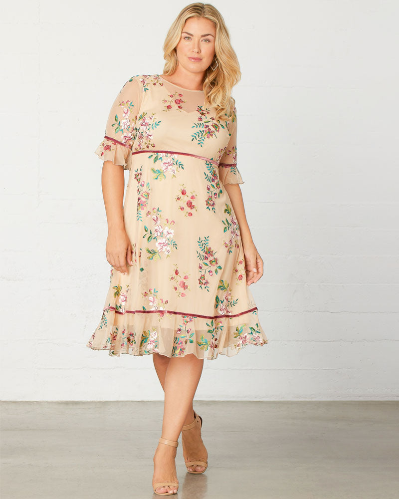 Plus Size Wildflower Embroidered Dress
