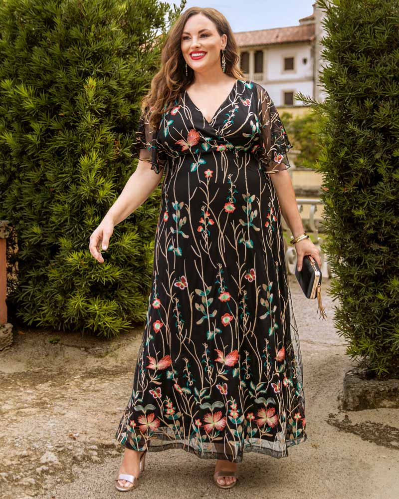 Plus Size Embroidered Elegance Evening Gown