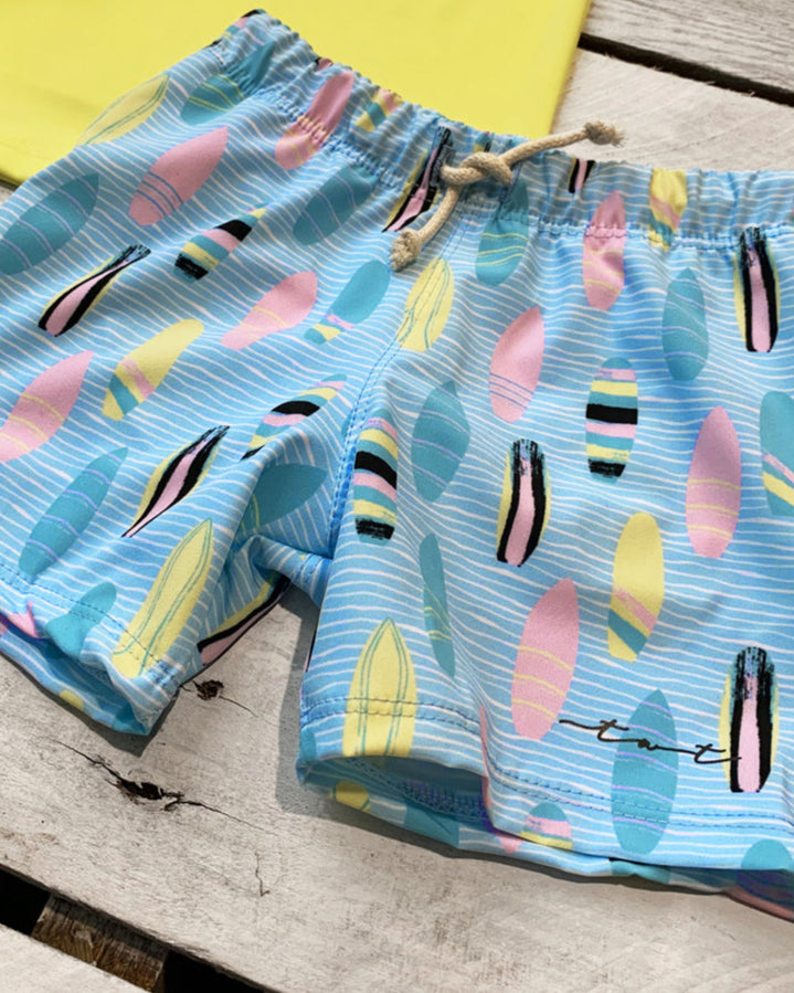 Boys Surf's Up UPF 50+ Lined Swim Trunks