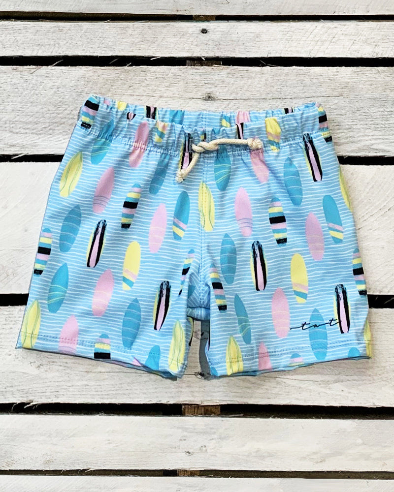 Boys Surf's Up UPF 50+ Lined Swim Trunks