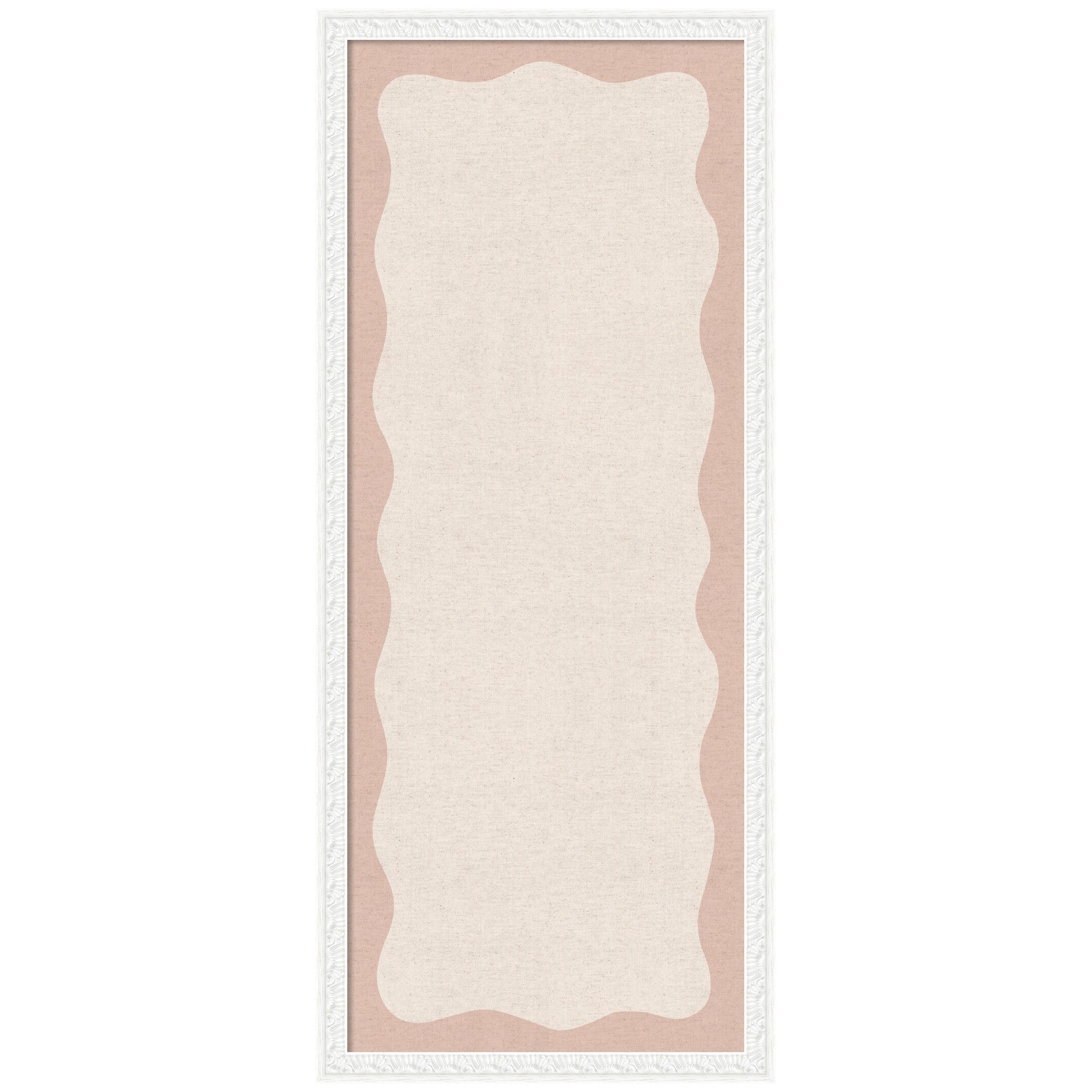 Framed Fabric Pinboard Wavy Linen Light and Pink Wall Organization