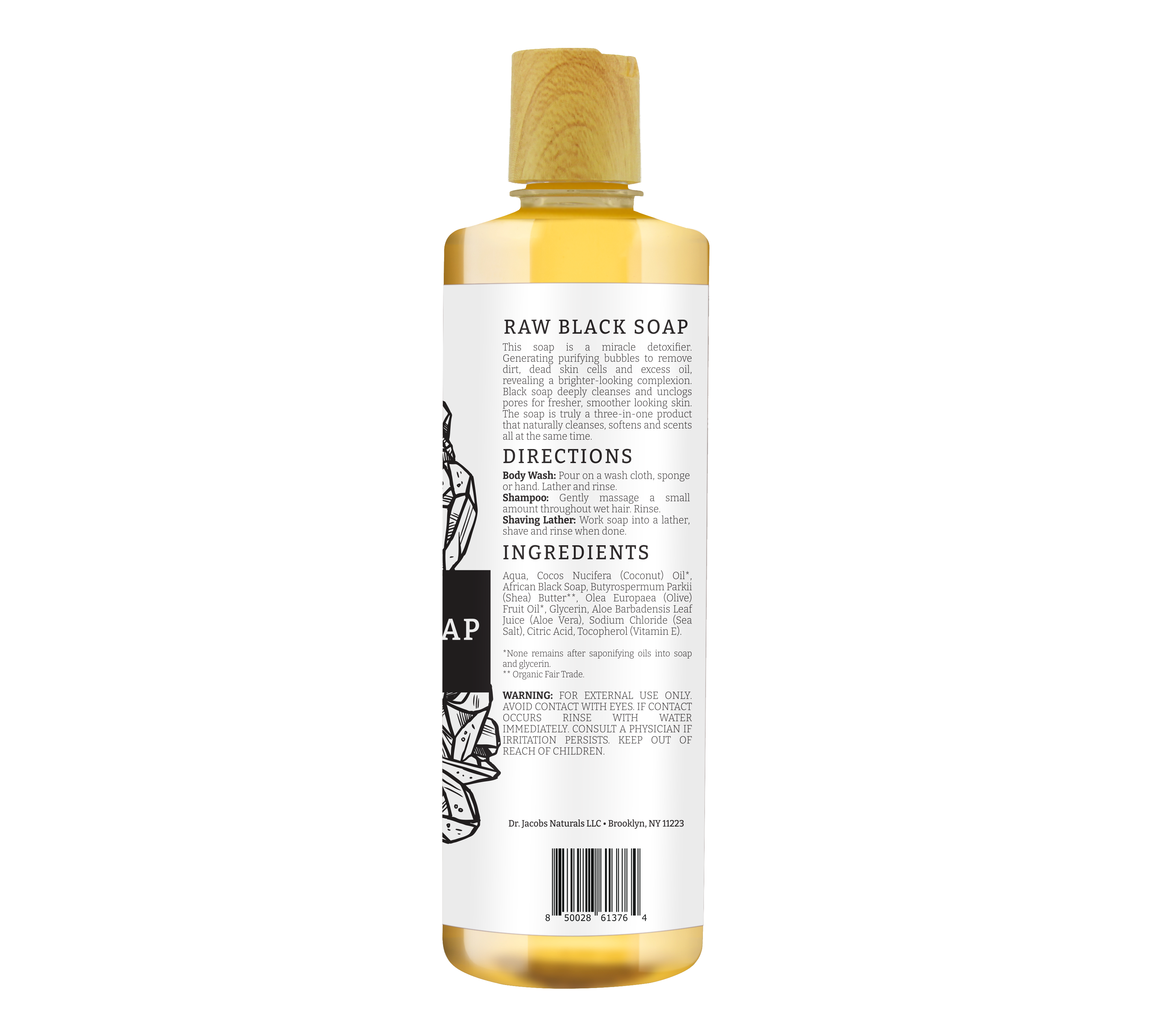 Detoxifying Raw Black Soap Body Wash - 32 oz.