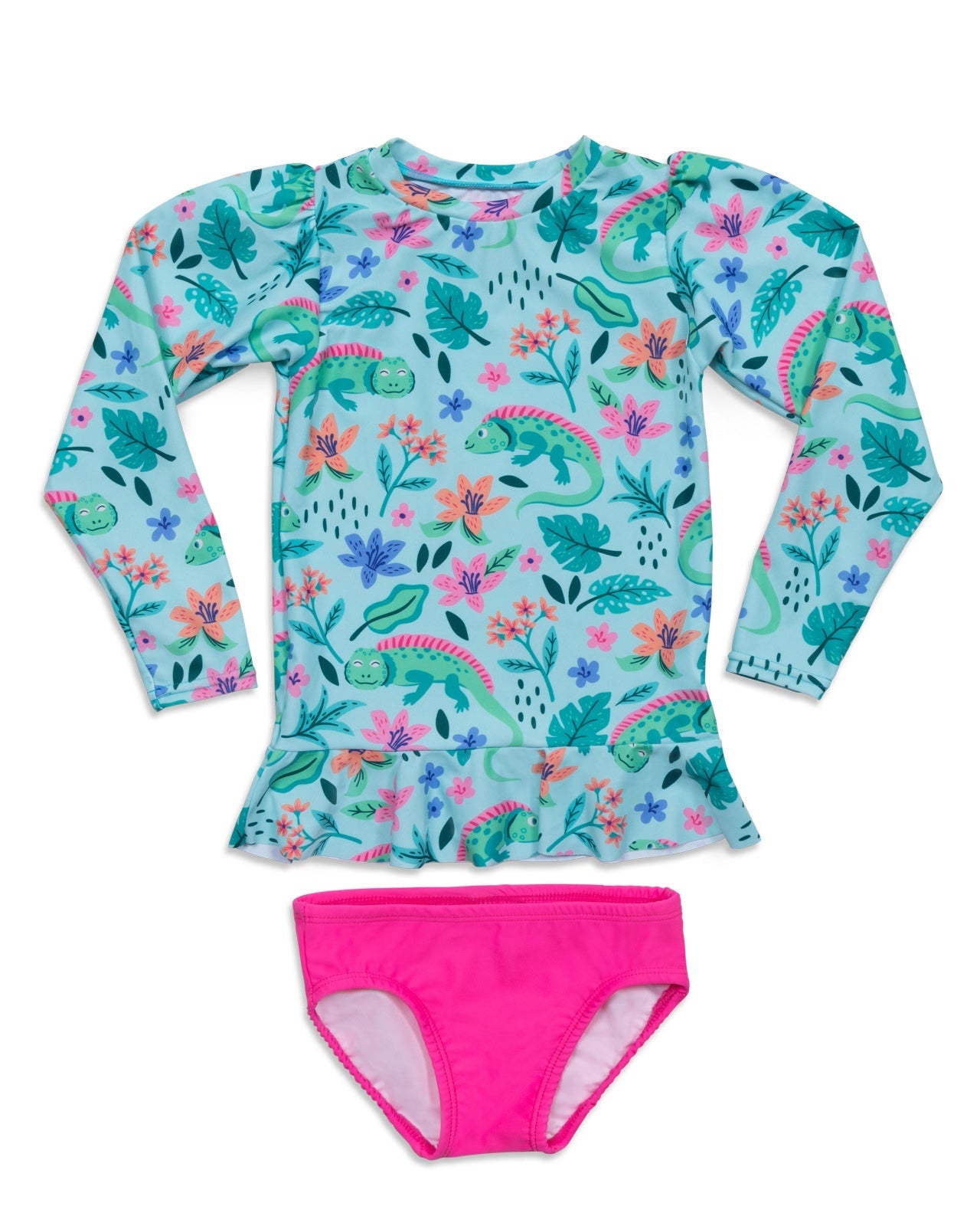 Girls Tropical Iguanas UPF Sun Shirt & Swim Bottom Set