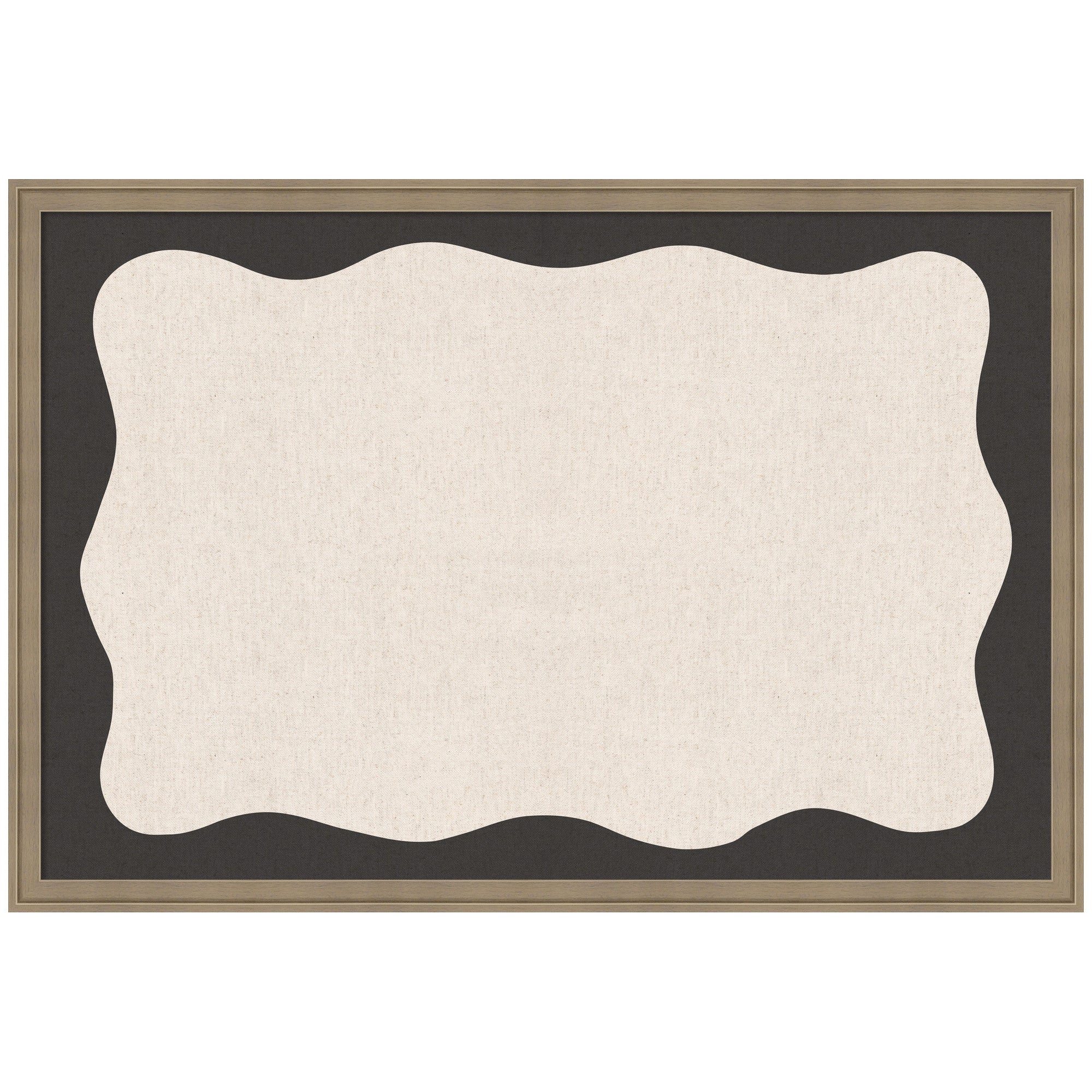 Pinboard Light Framed Fabric Pinboard Wavy Linen Light and Black Wall Organization ...