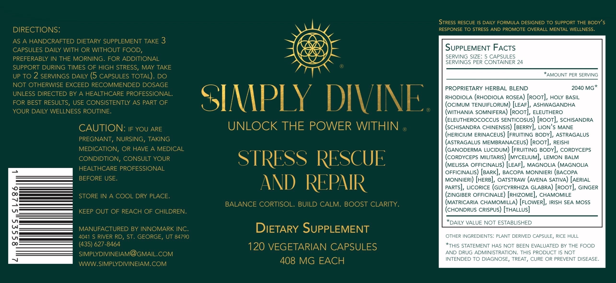 Stress Relief Herbal Supplement - Rescue Repair & Balance