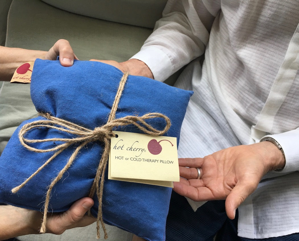 Hot Cherry Square Heat Pillow - Blue Denim