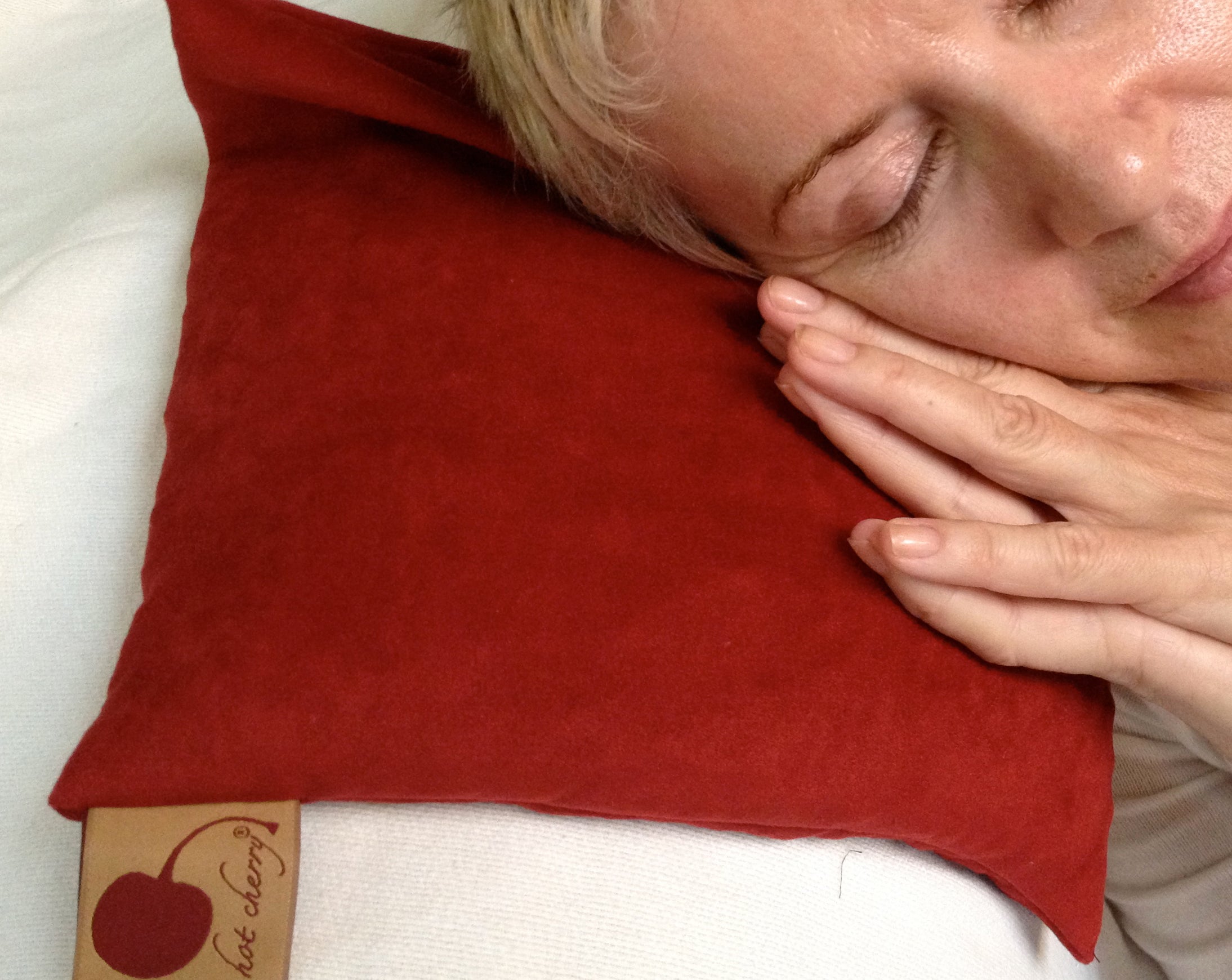 Hot Cherry Square Heat Pillow - Red Ultra-Suede