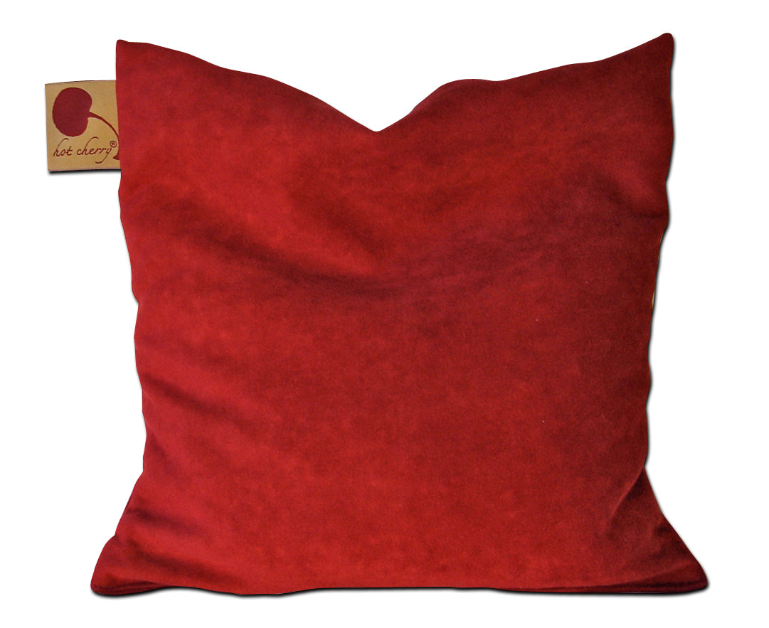 Hot Cherry Square Heat Pillow - Red Ultra-Suede