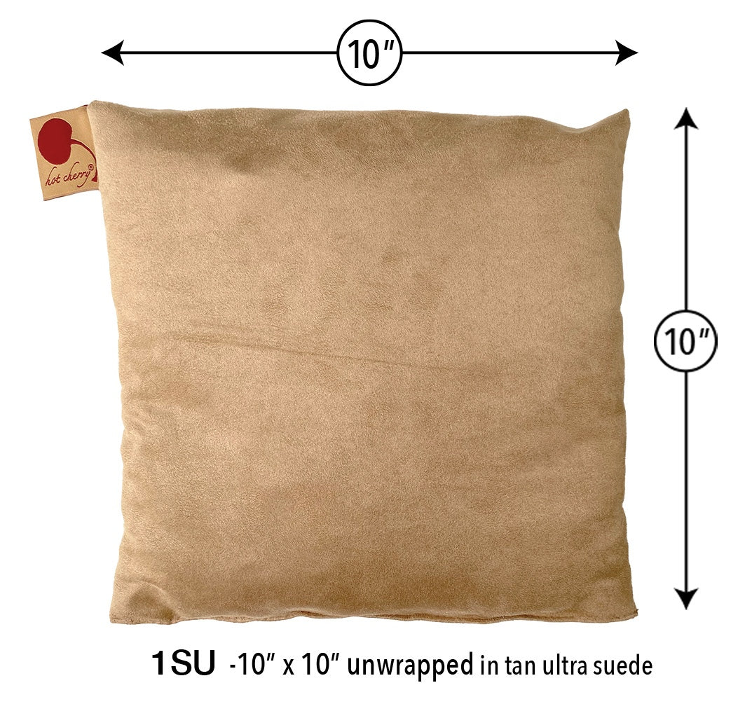 Hot Cherry Stone Square Heat Pillow - Tan Ultra-Suede
