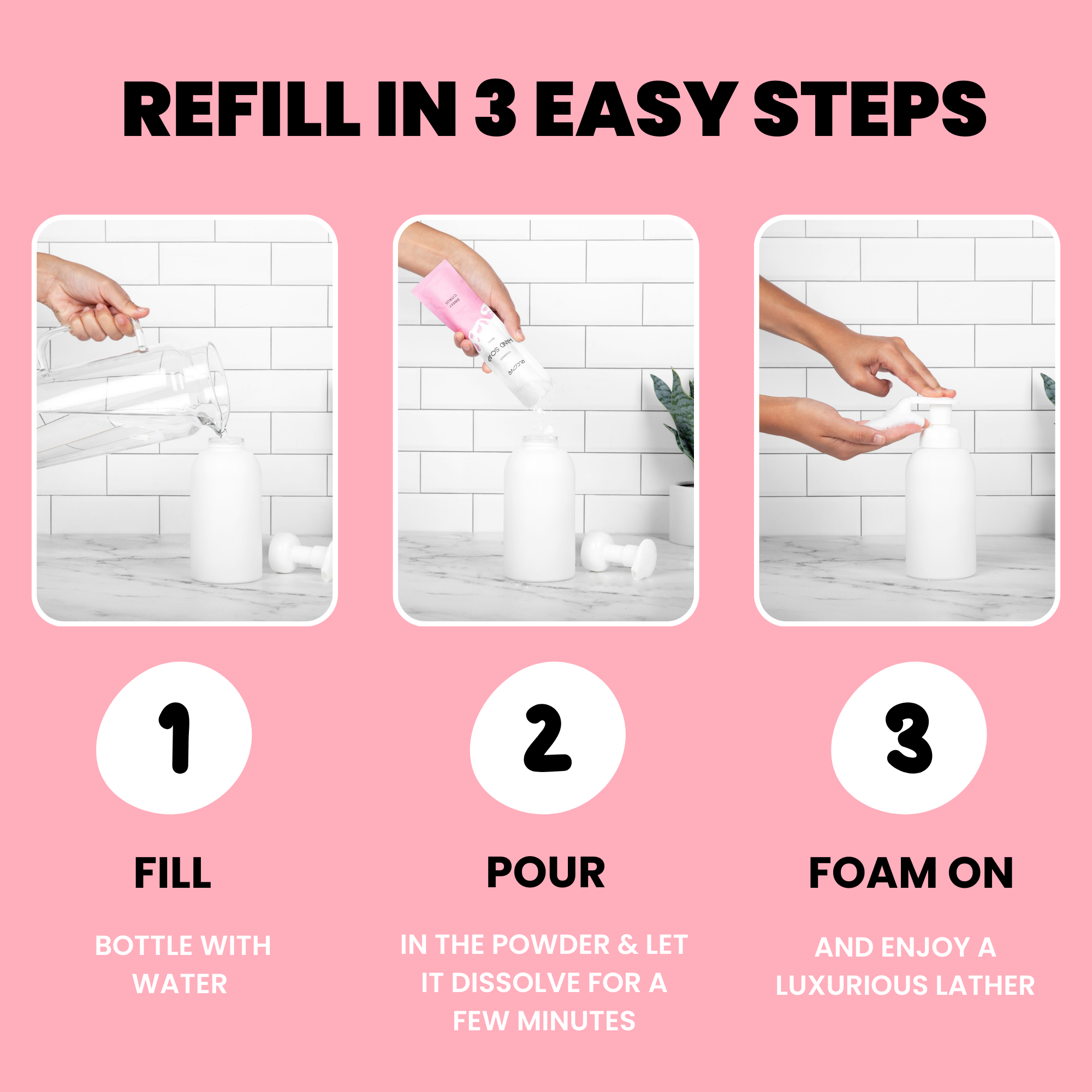 Plastic-Free Foaming Hand Soap Refills Set - Aluminum Bottle