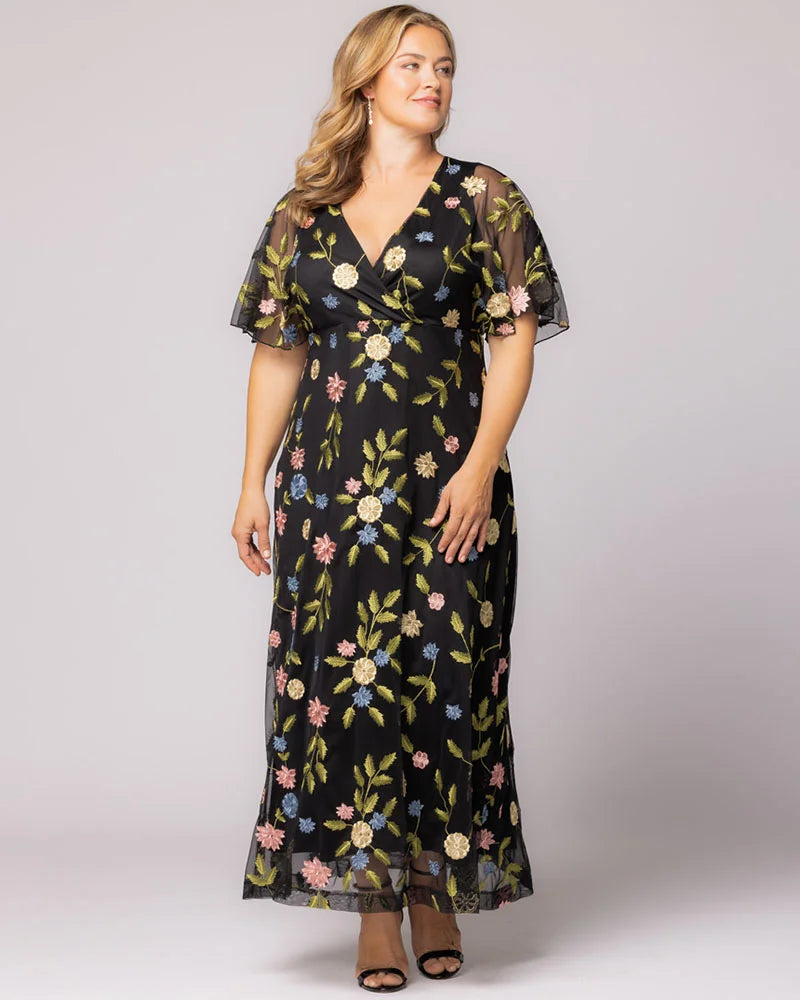 Plus Size Embroidered Elegance Evening Gown