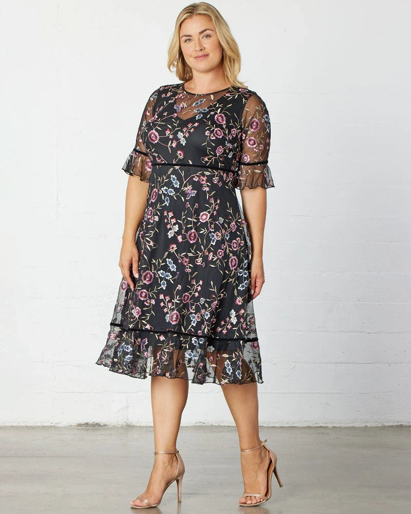 Plus Size Wildflower Embroidered Dress