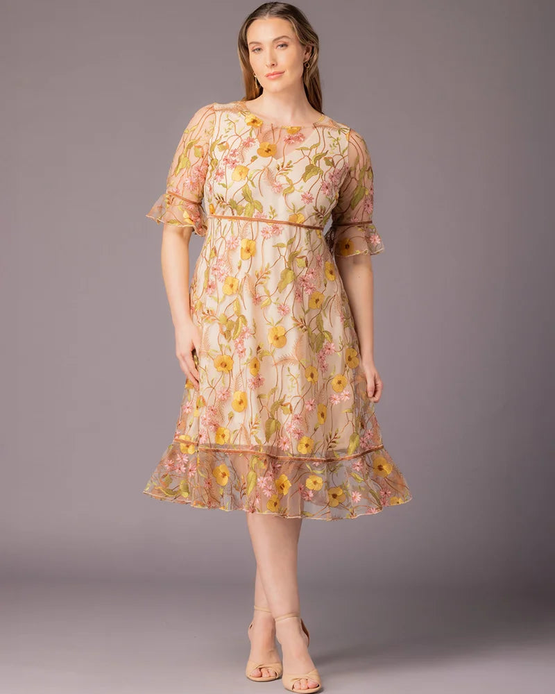 Plus Size Wildflower Embroidered Dress
