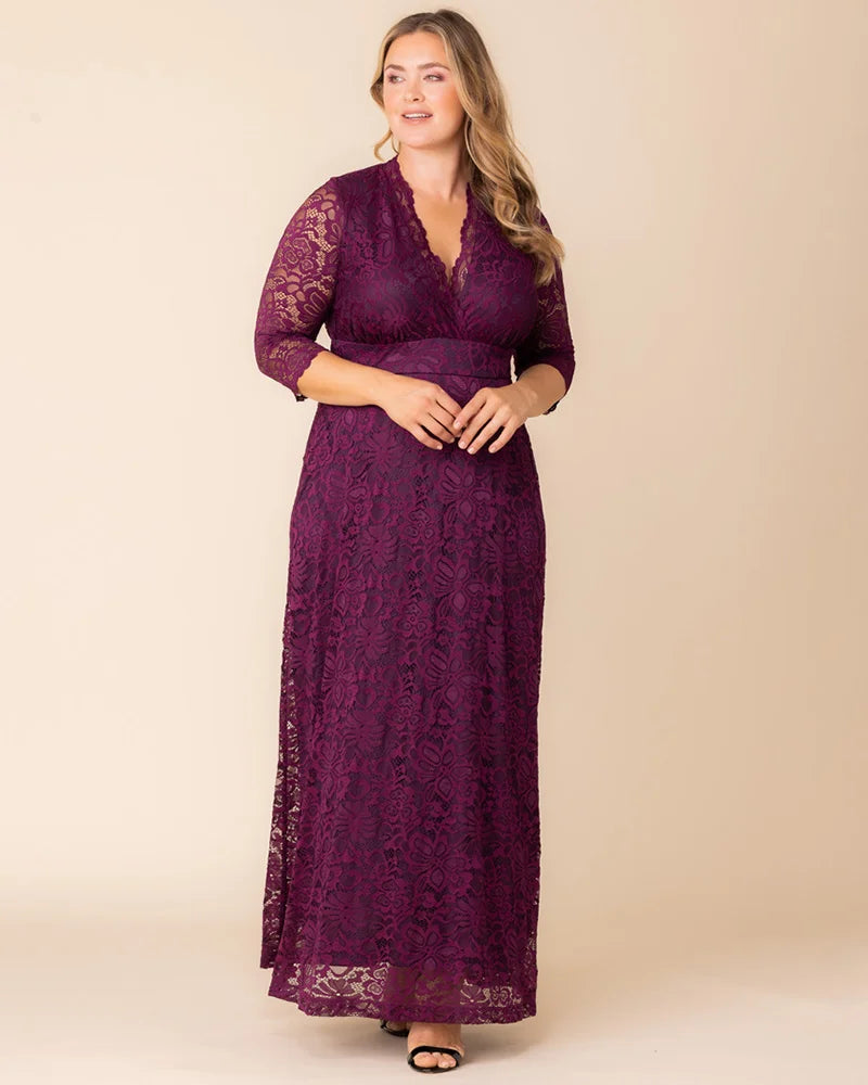 Plus Size Maria Lace Evening Gown