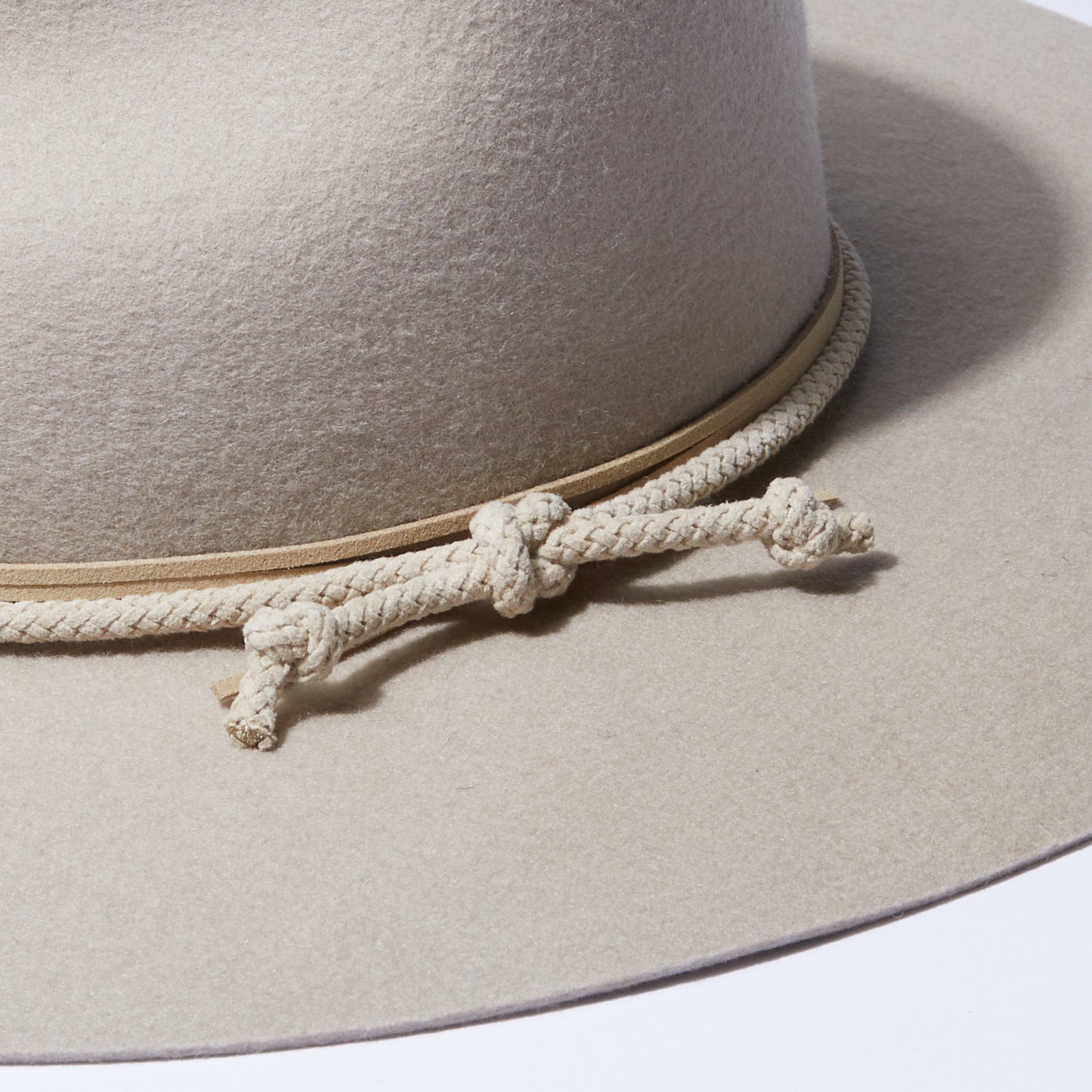 Teardrop Wool Hat - Silver Sand w/ Rope & Bead Trim