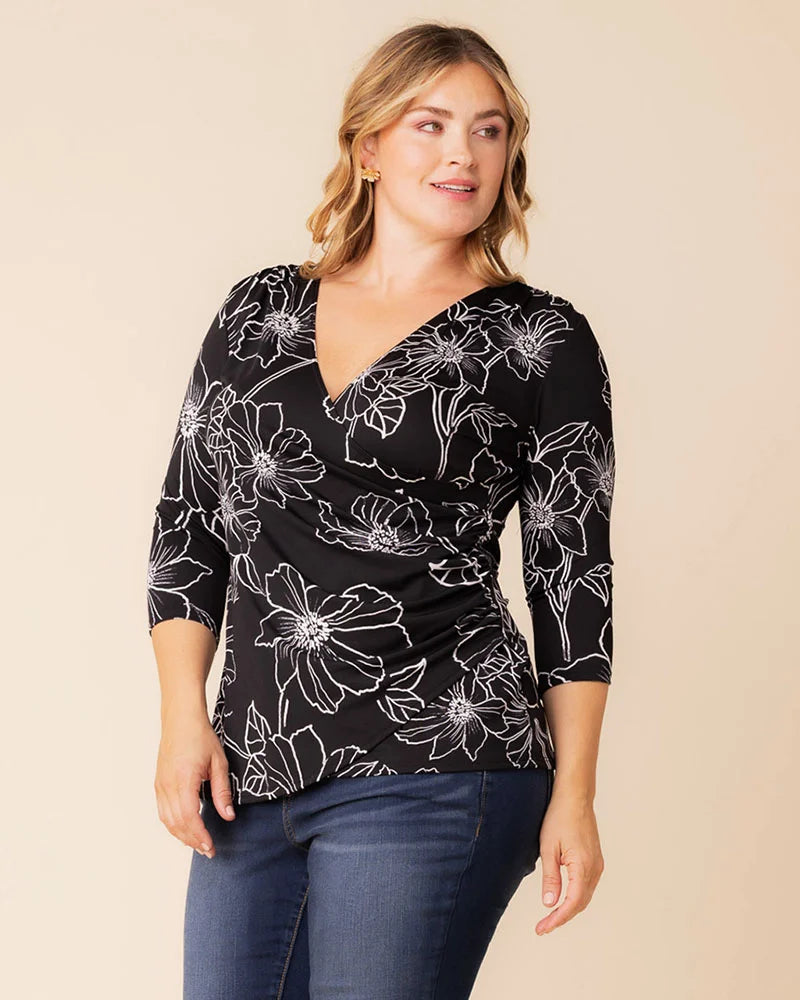 Plus Size Femme Fatale Faux Wrap Top