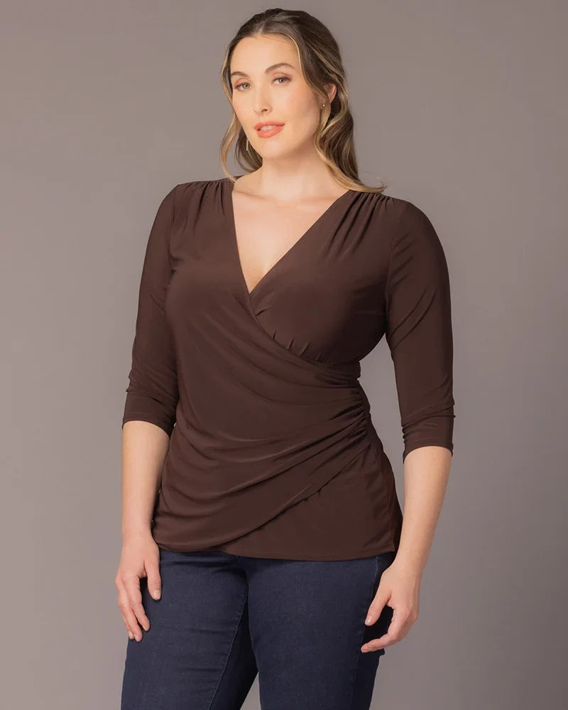 Plus Size Femme Fatale Faux Wrap Top