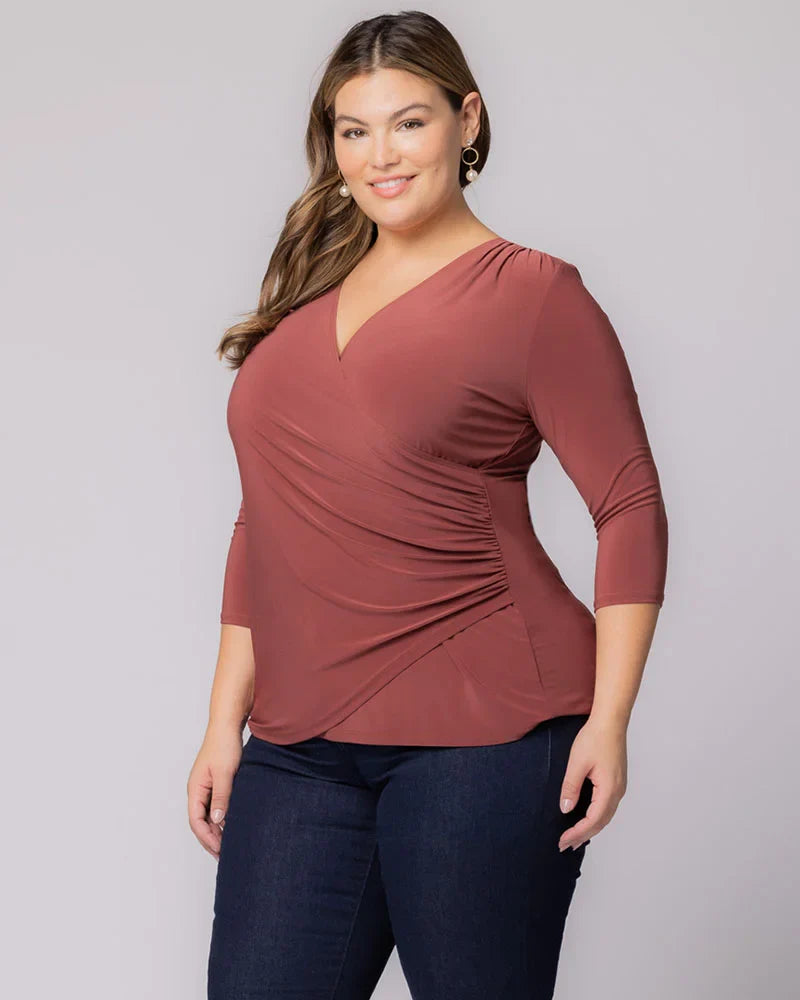 Plus Size Femme Fatale Faux Wrap Top