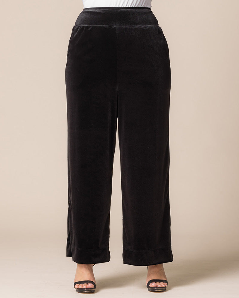 Plus Size Velvet Luxe Wide Leg Pants
