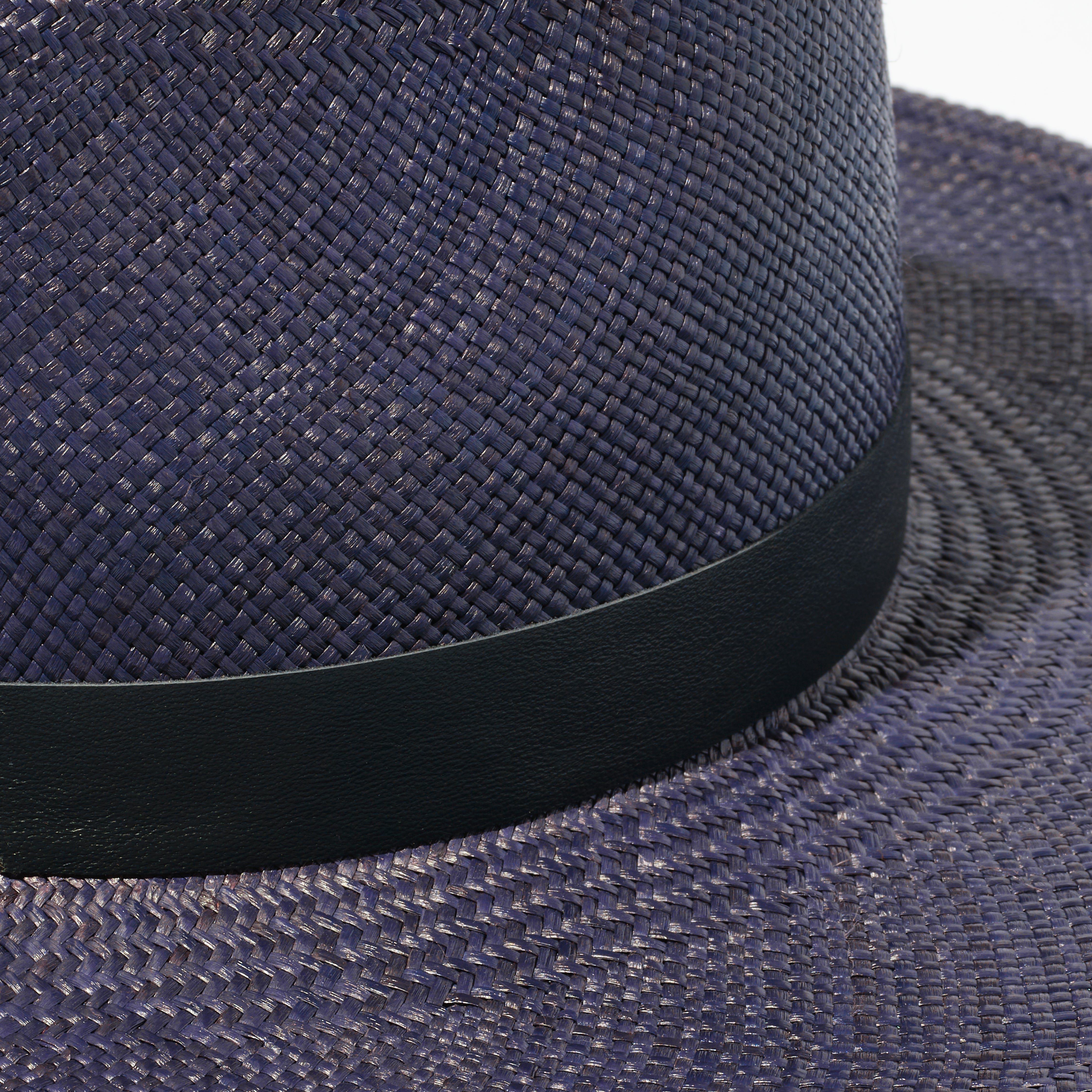 Straw Classic Hat - Neon Navy w/ Nappa Leather Trim