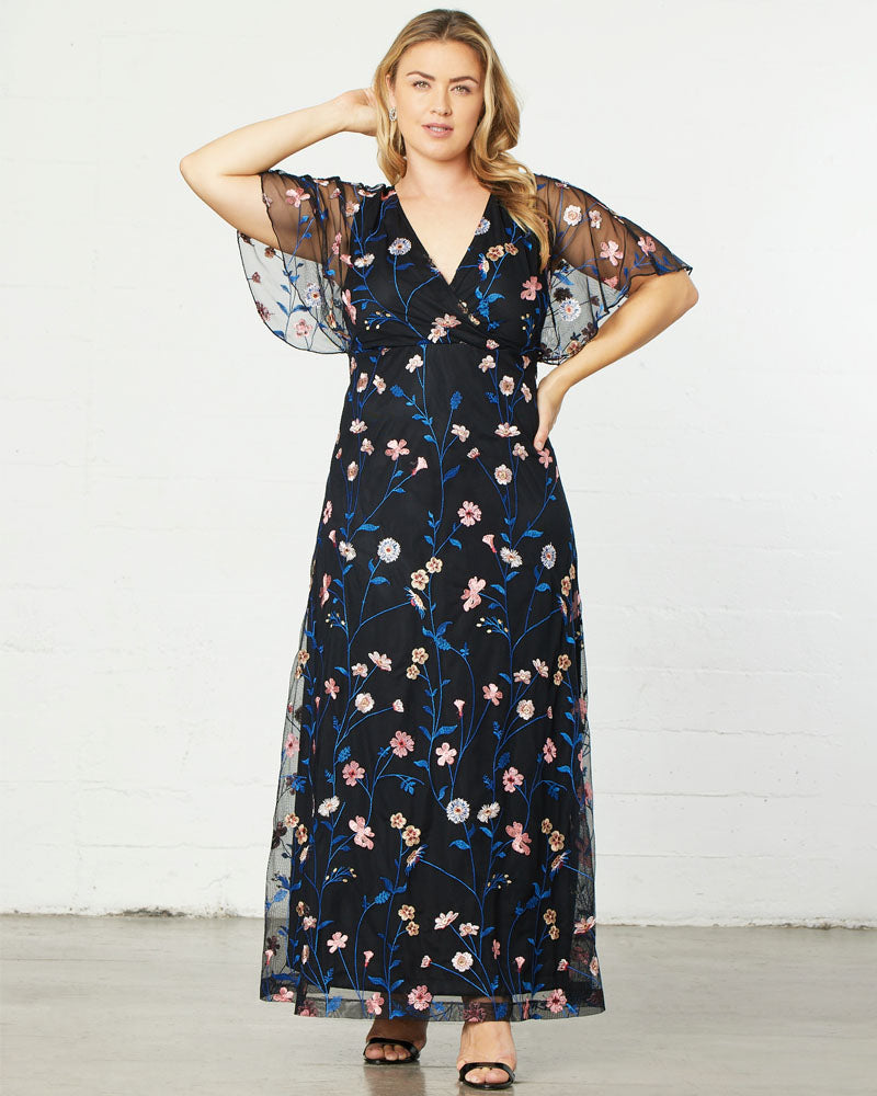 Plus Size Embroidered Elegance Evening Gown