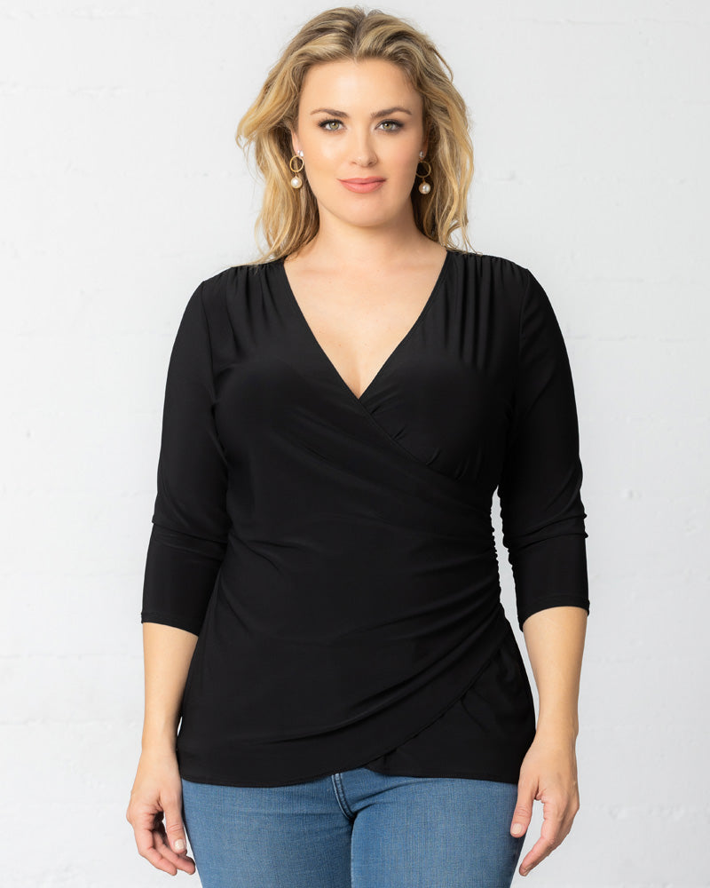 Plus Size Femme Fatale Faux Wrap Top