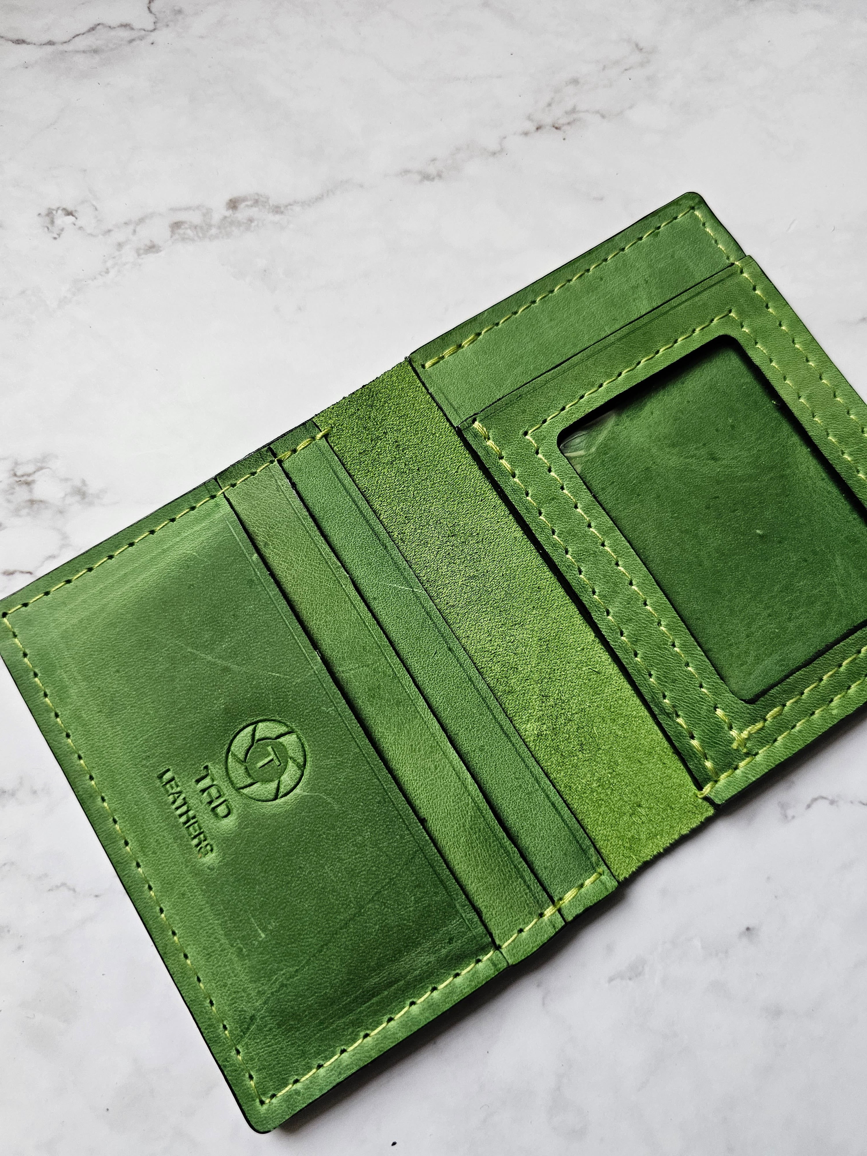 Leather ID & Card Wallet - Vibrant Green