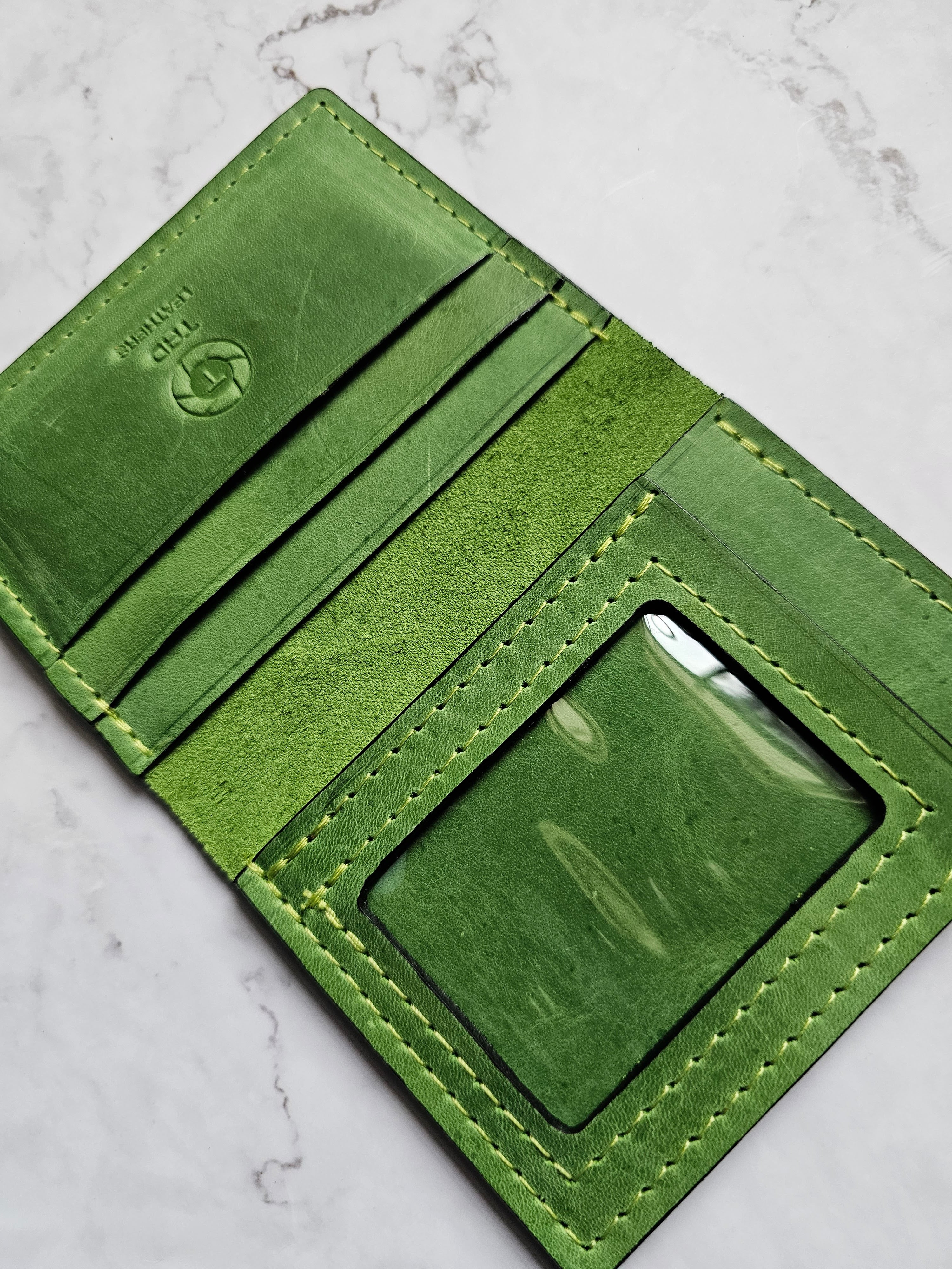 Leather ID & Card Wallet - Vibrant Green