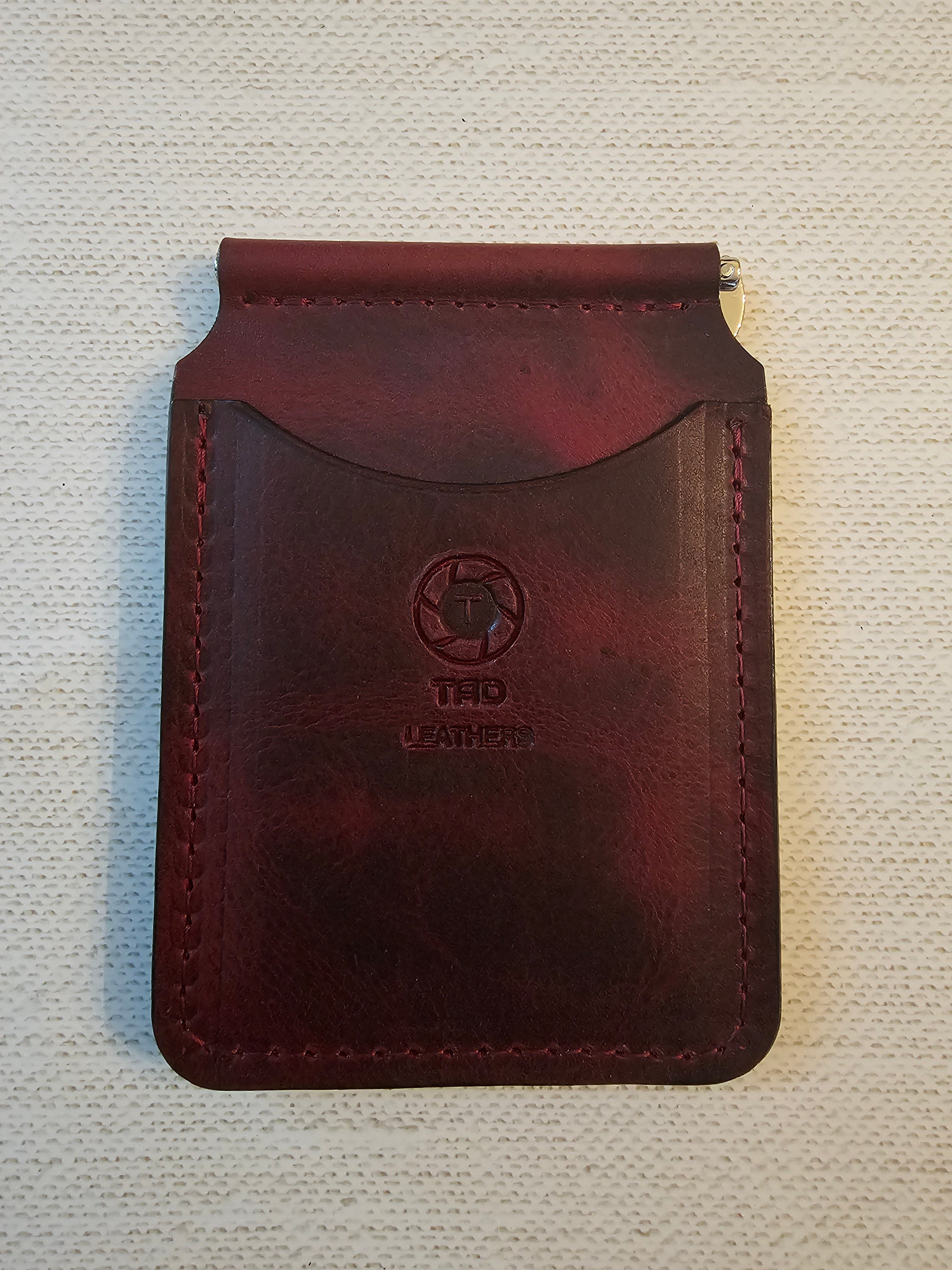 Leather Money Clip Wallet - Volcano Red